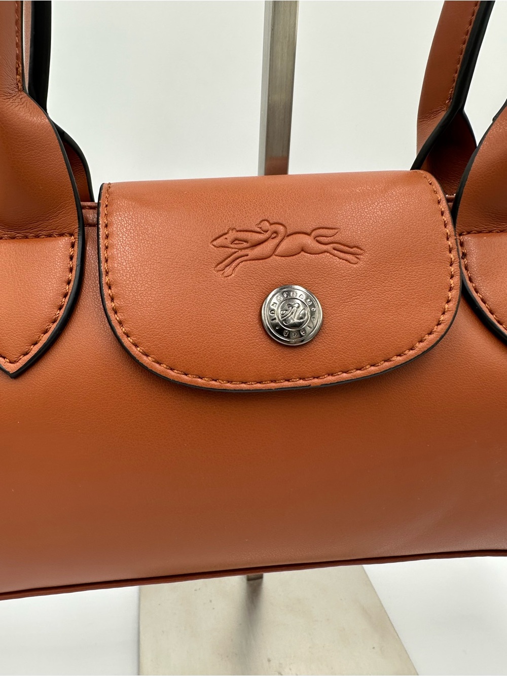 Longchamp Le Pliage Xtra Shoulder Bag Cognac Leather Silver 10370987504 - Picture 2 of 14